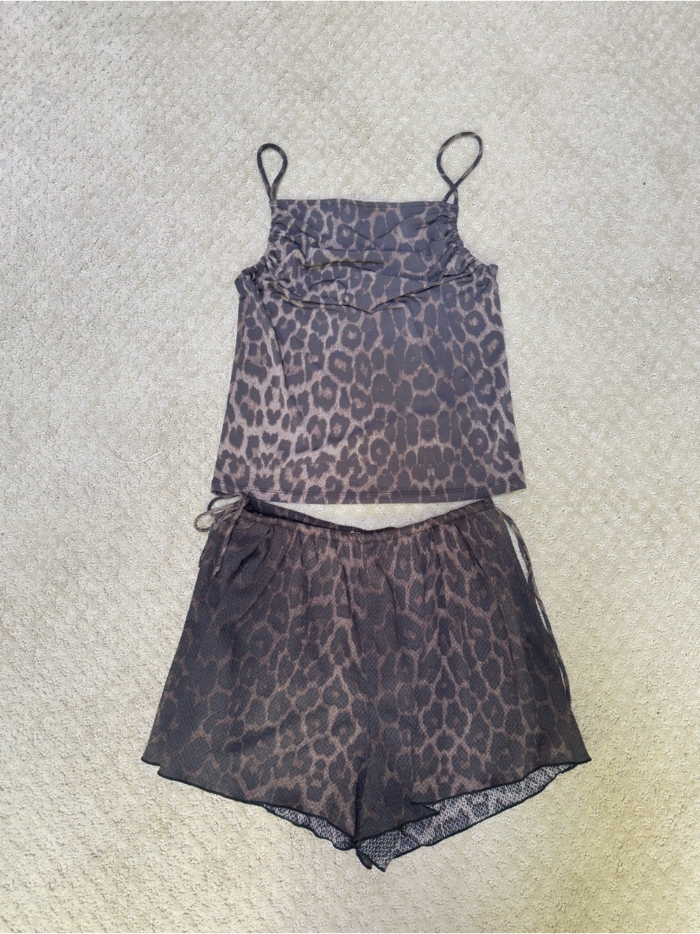 H&M Leopard Print Cami & Shorts Matching Set Brown Size Small